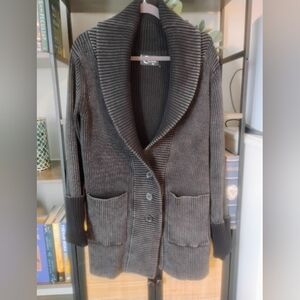 Goth Heavy 100 Percent Cotton Mineral Wash Midnight Hour Shawl Cardigan